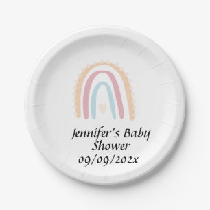Rustic Elegant Rainbow Baby Shower Gender-neutral  Paper Plate