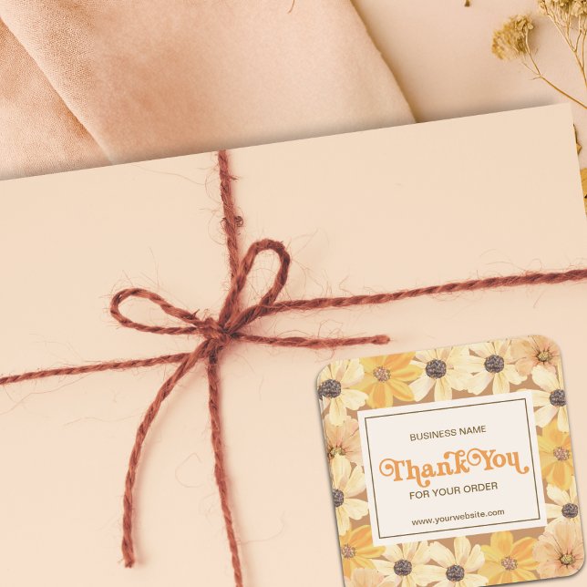 Rustic Elegant Retro Floral  Fall Seasonal   Square Sticker (Creator Uploaded)