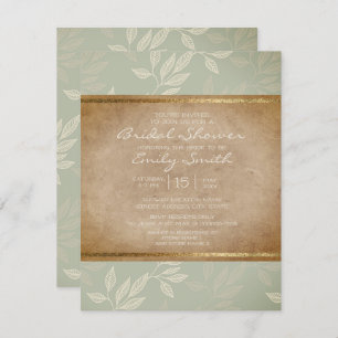 Rustic Elegant Sage Green Leaves Bridal Shower Invitation