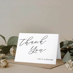 Rustic Elegant Script Non-Photo Folded Wedding Thank You Card