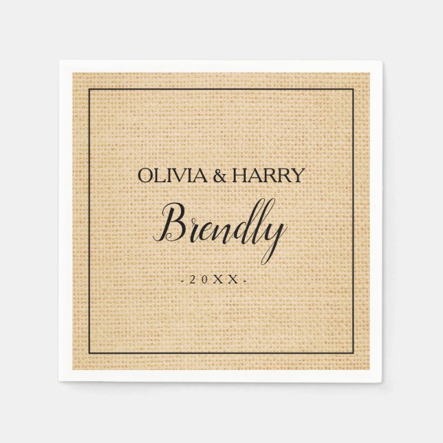 Rustic Elegant Script Wedding Paper Napkin (Front)