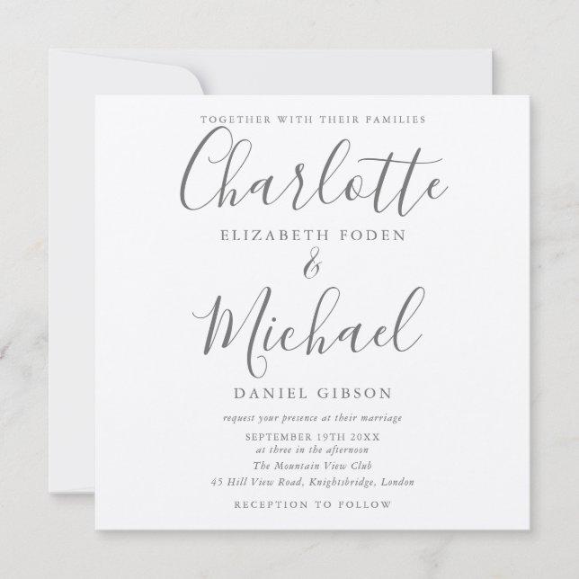 Rustic Elegant Signature Wedding Photo Invitation (Front)