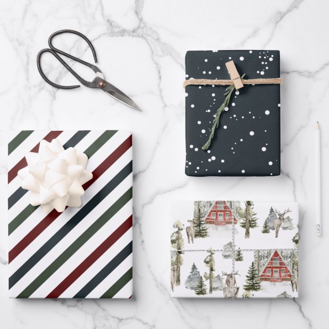 Rustic Elegant Snowy Winter | Christmas Holiday Wrapping Paper Sheet (Front)