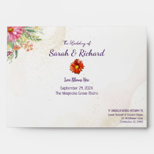Rustic Elegant Spring Wildflower Wedding Envelope