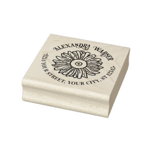 Rustic Elegant Sunflower #1 Name Return Address Rubber Stamp
