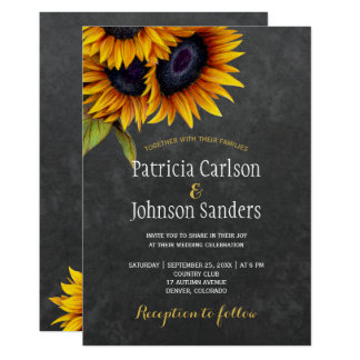 Rustic Elegant Sunflower Chalkboard Wedding Card Rustic Elegant Sunflower Chalkboard Wedding Card