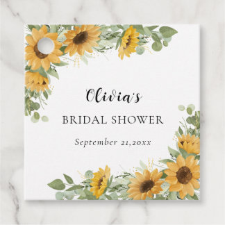 Rustic Elegant Sunflower Eucalyptus Bridal Shower  Favour Tags