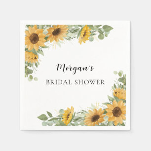 Rustic Elegant Sunflower Eucalyptus Bridal Shower Napkin