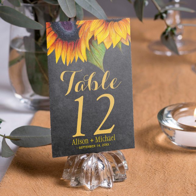 Rustic elegant sunflower fall wedding table number (Creator Uploaded)