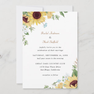 Rustic Elegant Sunflower Wedding Invitation