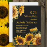 Rustic Elegant Sunflowers Black 70th Birthday Invitation<br><div class="desc">Rustic,  elegant 70th birthday party invitation with yellow sunflowers on a black background. Contact me for assistance with your customisations or to request additional matching or coordinating Zazzle products for your celebration.</div>