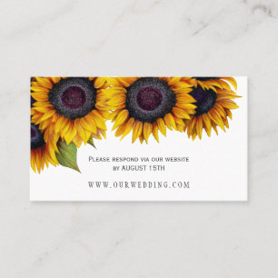 Rustic elegant sunflowers wedding website RSVP Business Card