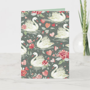 Rustic Elegant Swans & Hearts Elements Pattern Card