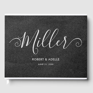 Rustic Elegant Swirly Script Family Name Wedding Guest Book