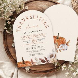 Rustic elegant Thanksgiving Dinner Invitation