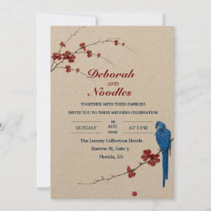 rustic Elegant unique  bird wedding invitation