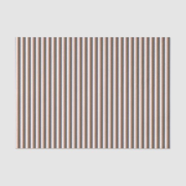 Rustic Elegant Vertical Stripes Pink Brown Grey Tissue Paper (Front)