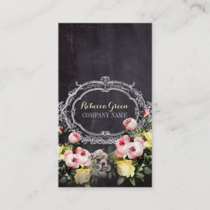 rustic elegant vintage botanical chalkboard floral business card