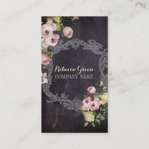 rustic elegant vintage botanical chalkboard floral business card