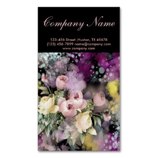 rustic elegant vintage botanical chalkboard floral 	Magnetic business card