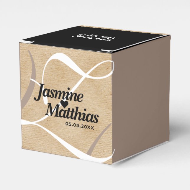 Rustic Elegant Vintage Monogram Burlap Wedding Favour Box (Front Side)