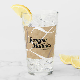 Rustic Elegant Vintage Monogram Burlap Wedding Glass