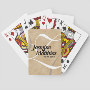 Rustic Elegant Vintage Monogram Burlap Wedding Playing Cards