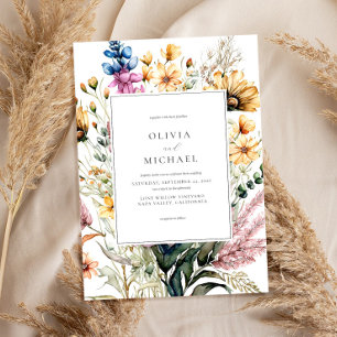 Rustic Elegant Watercolor Floral Invitation