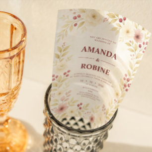 Rustic Elegant Watercolor Floral Wedding Invitatio Invitation