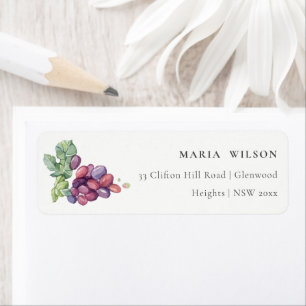Rustic Elegant Watercolor Grape Foliage Address
