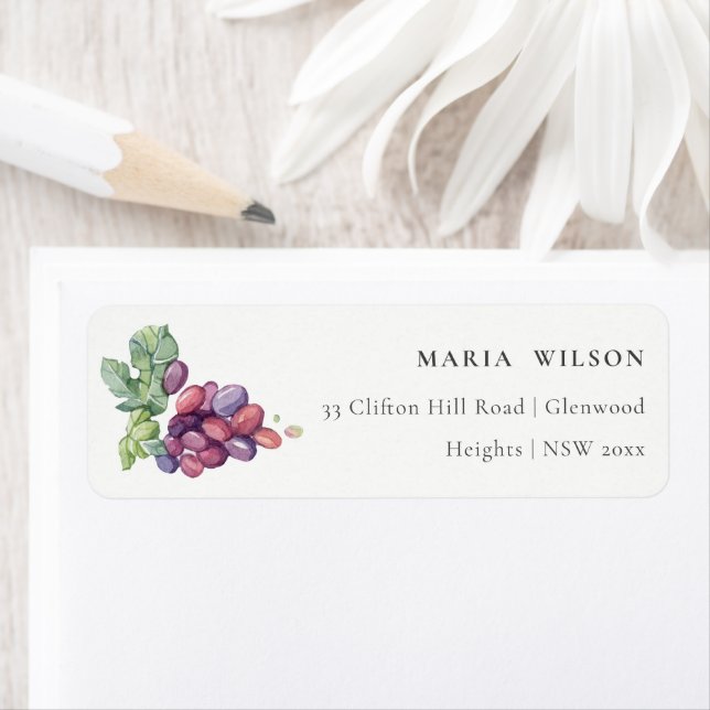 Rustic Elegant Watercolor Grape Foliage Address (Insitu)