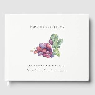 Rustic Elegant Watercolor Grape Foliage Wedding Guest Book