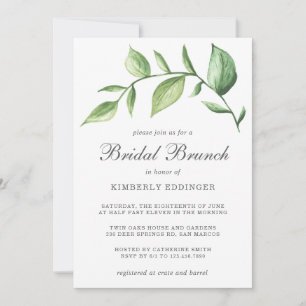 Rustic Elegant Watercolor Greenery Bridal Brunch Invitation