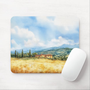 Rustic Elegant Watercolor Tuscan Mediterranean Mouse Mat