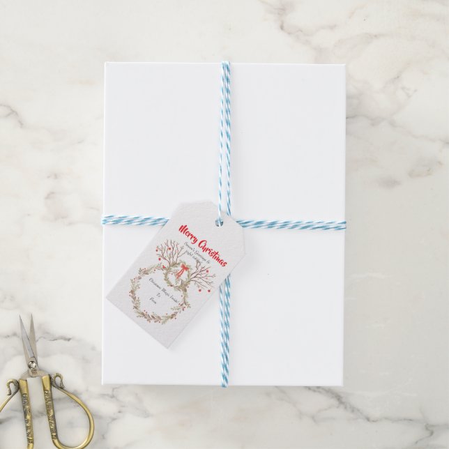 Rustic elegant watercolour Christmas Gift Tags (With Twine)