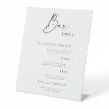 Rustic Elegant Wedding Bar Menu Tabletop Sign 