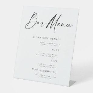 Rustic Elegant Wedding Bar Menu Tabletop Sign