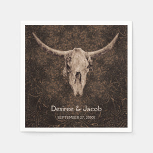 Rustic Elegant Wedding Brown Western Bull Skull Napkin