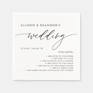 Rustic Elegant Wedding Fun Facts Napkins