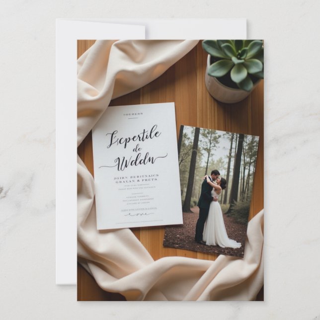 Rustic Elegant Wedding Invitation Set | Modern Cal (Front)