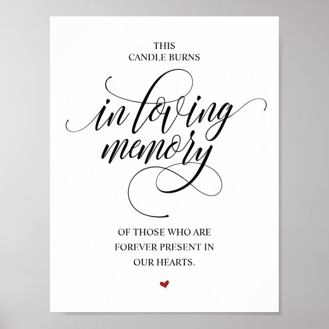 Rustic Elegant Wedding Memorial Table Candle Sign (Front)