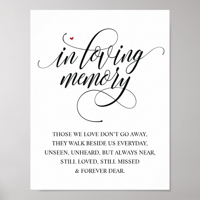 Rustic Elegant Wedding Memorial Table Sign v2 (Front)