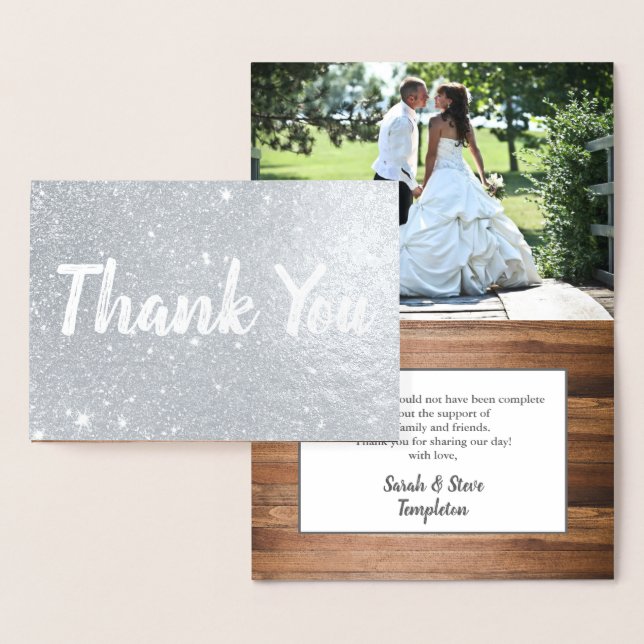 Rustic Elegant Wedding Real Foil Thank You Card (Display)
