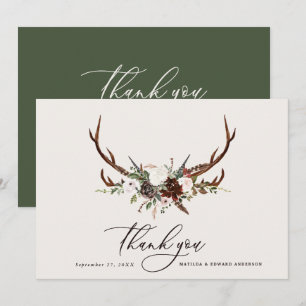 Rustic elegant wedding thank you  botanical card