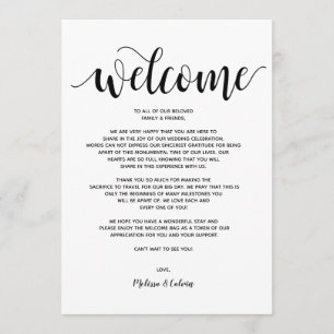 Rustic Elegant Wedding Welcome and Itinerary Card