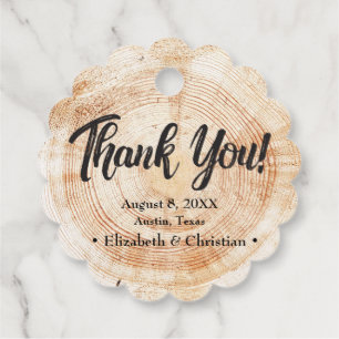 Rustic Elegant Wedding Wood Cut Thank You Favour Tags