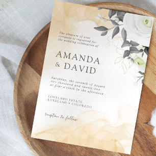 Rustic Elegant White Flower Modern Wedding Invitation