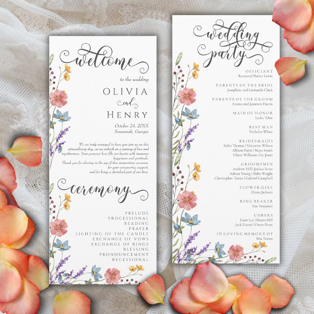 Rustic Elegant Wildflowers Garden Wedding Program  Programme (Creator Uploaded)