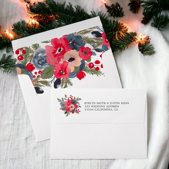 Rustic Elegant Winter Floral photo chic Wedding Envelope (Rustic Elegant Winter Floral photo chic Wedding Envelope)