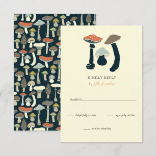 Rustic Elegant Woodland Wild Mushrooms Wedding RSVP Card